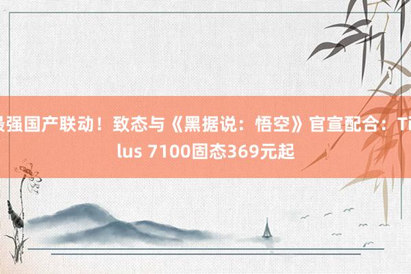 最强国产联动！致态与《黑据说：悟空》官宣配合：TiPlus 7100固态369元起