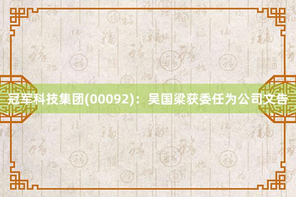 冠军科技集团(00092)：吴国梁获委任为公司文告