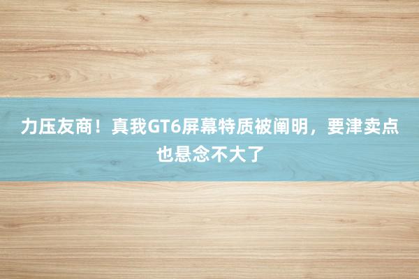 力压友商！真我GT6屏幕特质被阐明，要津卖点也悬念不大了