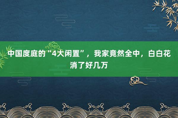 中国度庭的“4大闲置”，我家竟然全中，白白花消了好几万