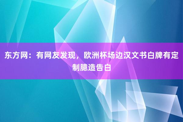 东方网：有网友发现，欧洲杯场边汉文书白牌有定制臆造告白