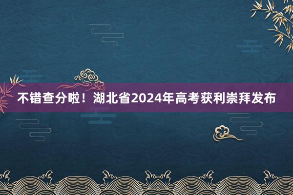 不错查分啦！湖北省2024年高考获利崇拜发布