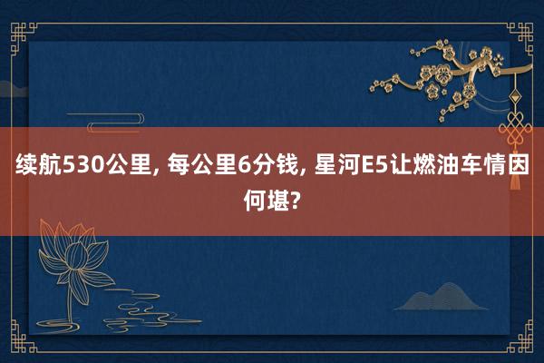 续航530公里, 每公里6分钱, 星河E5让燃油车情因何堪?