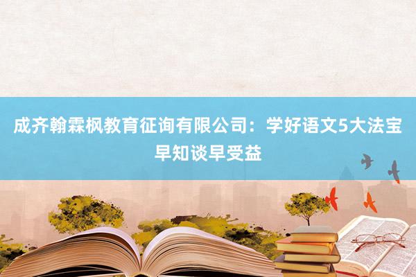 成齐翰霖枫教育征询有限公司：学好语文5大法宝早知谈早受益